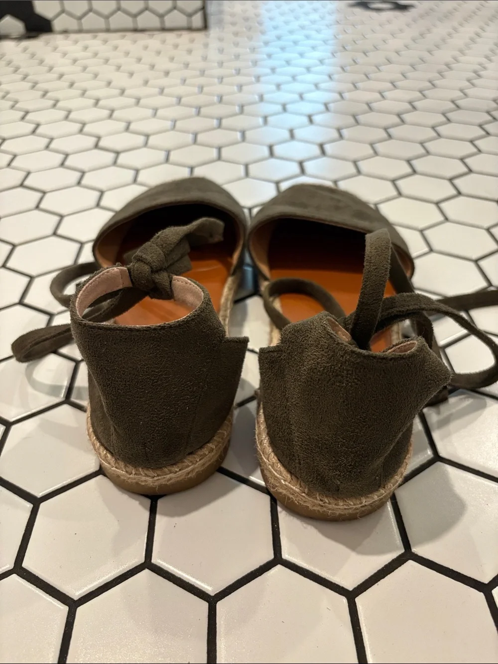 Olive Green Ankle-Tie Espadrille Flats